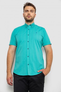 Сорочка чоловіча в клітинку  -уцінка, колір бірюзовий, 214R4564-3-U