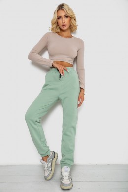 Спортивні штани жіночі на флісі, колір світло-м'ятний, 238R57020