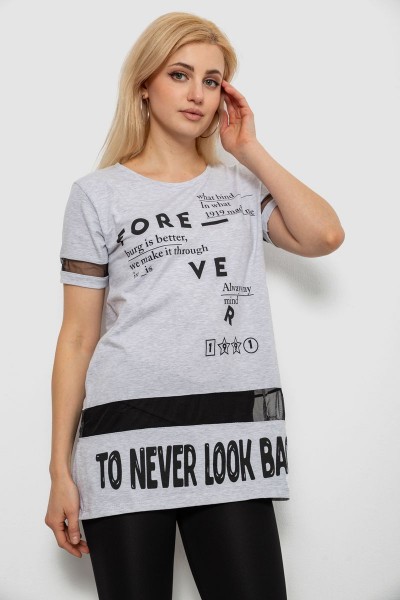 Футболка женская с принтом, цвет серый, 244R2081