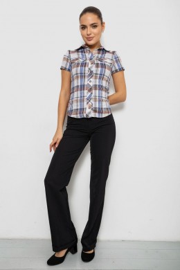 Рубашка женская в клетку, цвет молочно-синий, 230R061-11