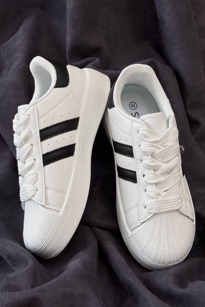 Кроссовки женские демисезонные, цвет бело-черный, 248RBK10