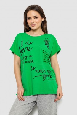 Футболка женская с принтом, цвет салатовый, 244R3011