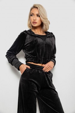 Спортивний костюм жіночий велюровий, колір чорний, 257R4125