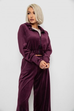 Спортивный костюм женский велюровый, цвет сливовый, 257R4125