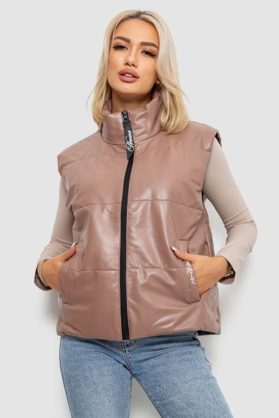 Жилет женский демисезонный экокожа, цвет коричневый, 257R98