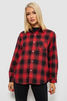 Рубашка женская в клетку, цвет красный, 244R1070