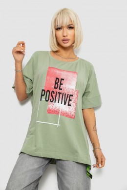 Футболка женская с принтом, цвет оливковый, 244R4011