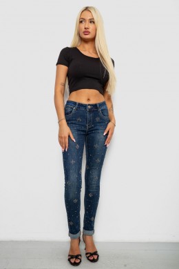 Джинси жіночі однотонні Skinny, колір синій, 244RA-019