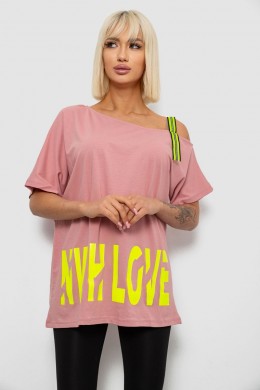 Футболка женская с принтом, цвет пудровый, 244R2158