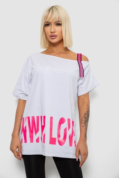 Футболка жіноча з принтом, колір білий, 244R2158