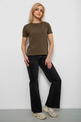 Футболка женская однотонная, цвет хаки, 244R802-5