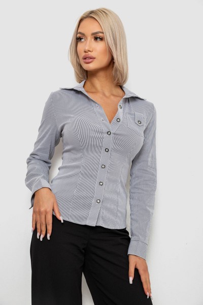 Рубашка классическая в полоску, цвет серый, 230R644-1