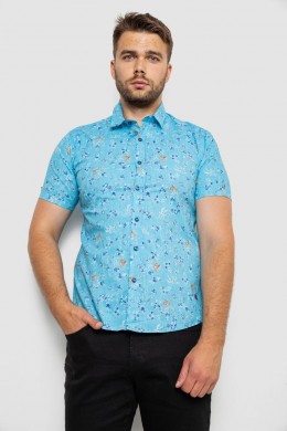 Рубашка мужская с принтом  -уценка, цвет голубой, 214R6917-9-U