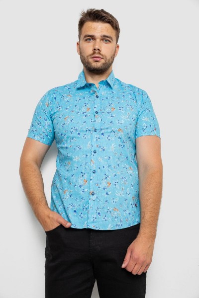 Рубашка мужская с принтом  -уценка, цвет голубой, 214R6917-9-U
