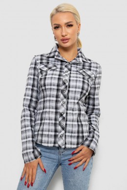 Рубашка женская в клетку, цвет серо-белый, 230R064-1