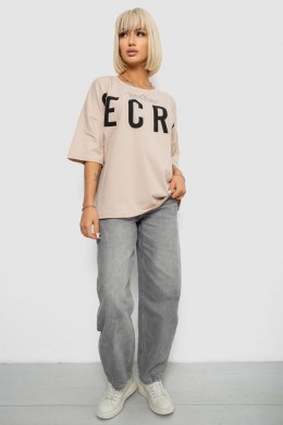 Футболка женская с принтом, цвет светло-бежевый, 244R3008-1