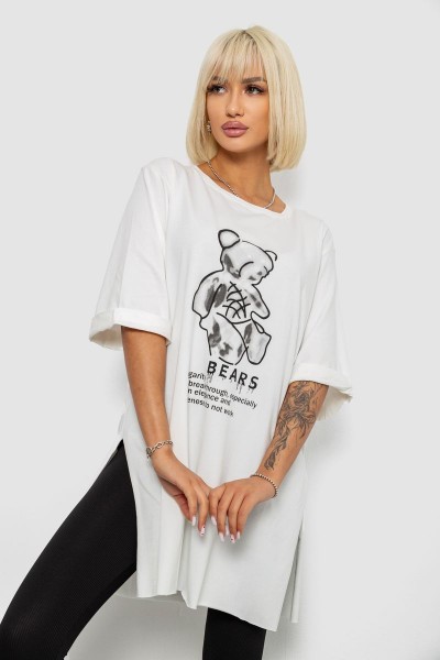 Футболка женская с принтом, цвет молочный, 244R2018