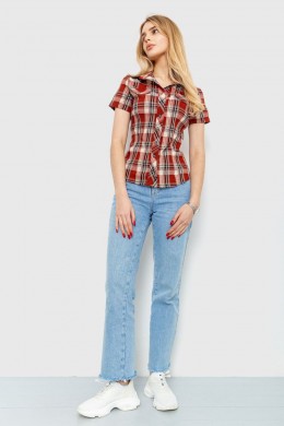 Рубашка женская в клетку, цвет терракотовый, 230R061-11