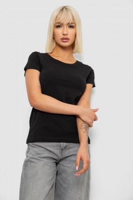 Футболка женская однотонная, цвет черный, 244R2806