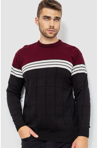 Свитер мужской, цвет черно-бордовый, 161R884