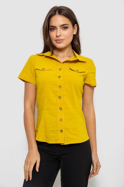 Сорочка жіноча однотонна, колір гірчичний, 230R068-1