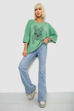 Футболка женская с принтом, цвет оливковый, 244R3008