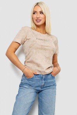 Футболка женская с принтом, цвет светло-бежевый, 221R3308