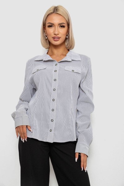 Сорочка класична в смужку, колір сіро-білий, 230R641-1