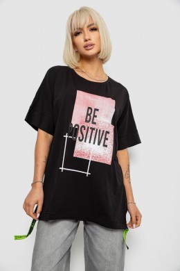Футболка женская с принтом, цвет черный, 244R4011