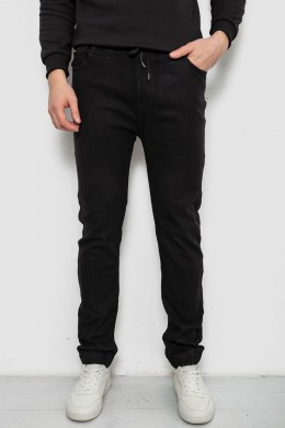 Джинсы мужские на резинке утепленные, цвет черный, 244R664-5
