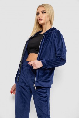 Спортивный костюм женский велюровый, цвет синий, 177R018