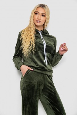 Спортивный костюм женский велюровый, цвет хаки, 238R58570