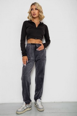 Спортивні штани велюрові жіночі на флісі, колір сірий, 238R58649