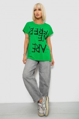 Футболка жіноча з принтом, колір зелений, 244R3003
