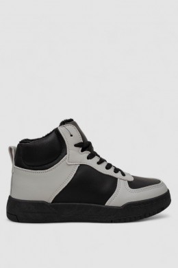 Кросівки жіночі зимові на хутрі, колір чорно-сірий, 248RAD300