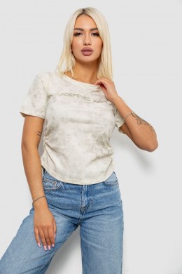 Футболка женская с принтом, цвет кремовый, 221R3309