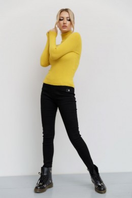 Стильный женский гольф в рубчик, цвет горчичный, 204R001