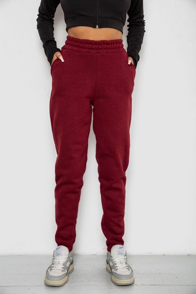 Спортивные штаны женские на флисе, цвет бордовый, 238R58671