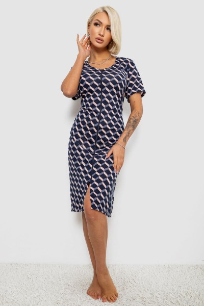 Халат женский на молнии с принтом, цвет синий, 257R1030-9