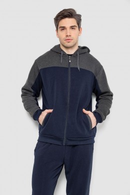 Спортивный костюм мужской на флисе, цвет сине-серый, 244R9140