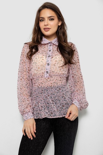 Блуза женская с принтом шифоновая, цвет розовый, 230R1502