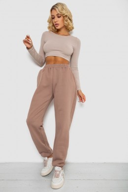 Спортивні штани жіночі на флісі, колір мокко, 238R58671