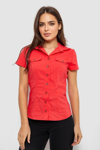 Сорочка жіноча однотонна, колір кораловий, 230R068-1