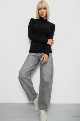 Гольф женский однотонный в рубчик, цвет черный, 257R101