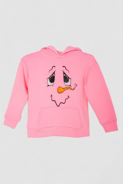Худи десткий на флисе с принтом Снеговик, цвет розовый, 102R1517