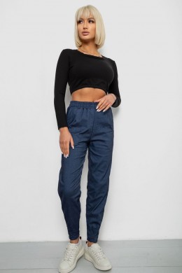 Штаны женские на тонком флисе, цвет джинс, 257R727