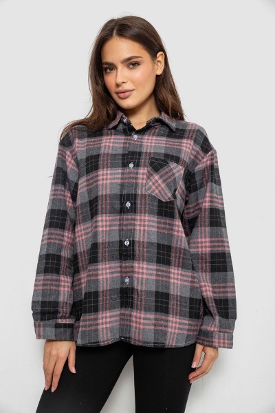 Сорочка жіноча в клітинку, колір сіро-чорний, 244R1070-2