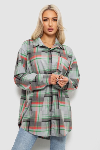 Рубашка женская в клетку, цвет серо-зеленый, 257R505