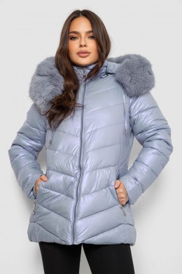 Куртка жіноча зимова коротка, колір блакитний, 244R23-611