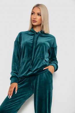 Спортивный костюм женский велюровый, цвет зеленый, 241R1530-5